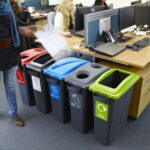 Tempat sampah terpilah di kantor dapat mengurangi sampah yang terbuang ke TPA. (Sumber: Best Eco Shop/Pinterest)